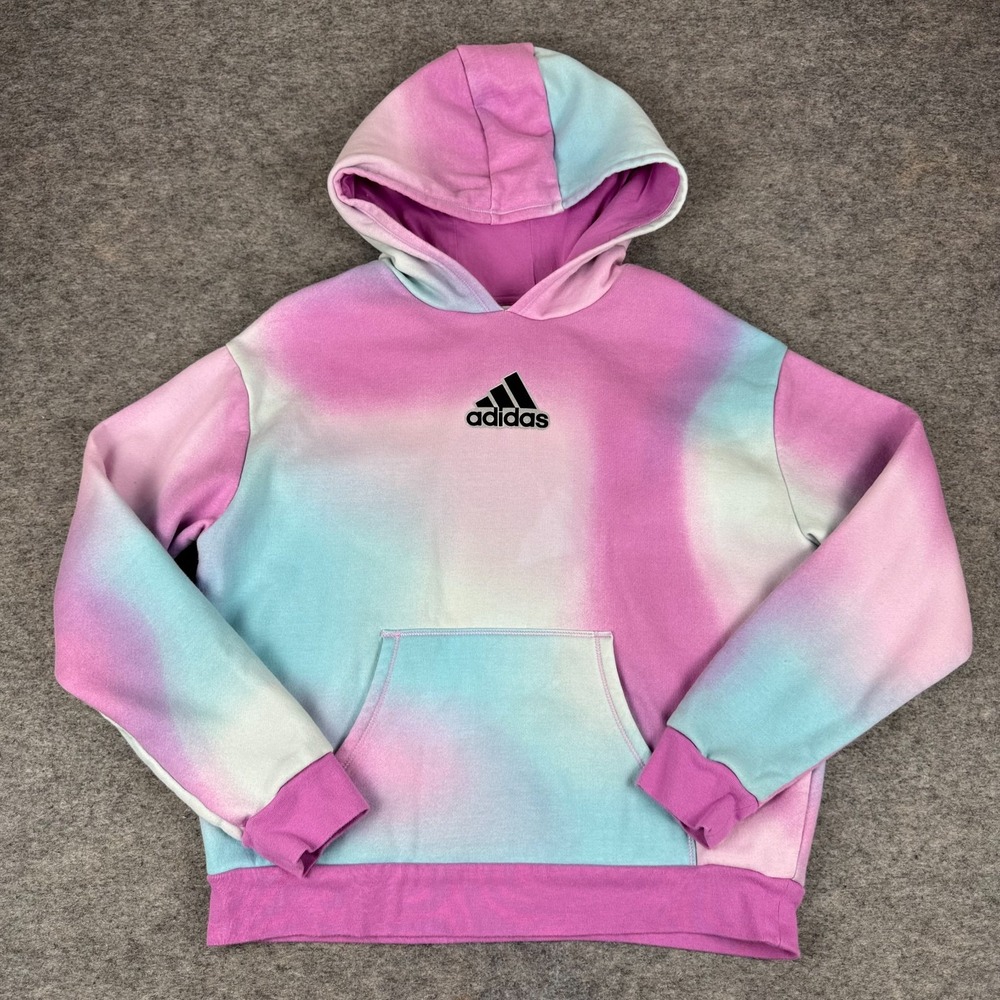 Adidas Tie Dye Hoodie Pullover Fleece Pockets Loose Girls XL